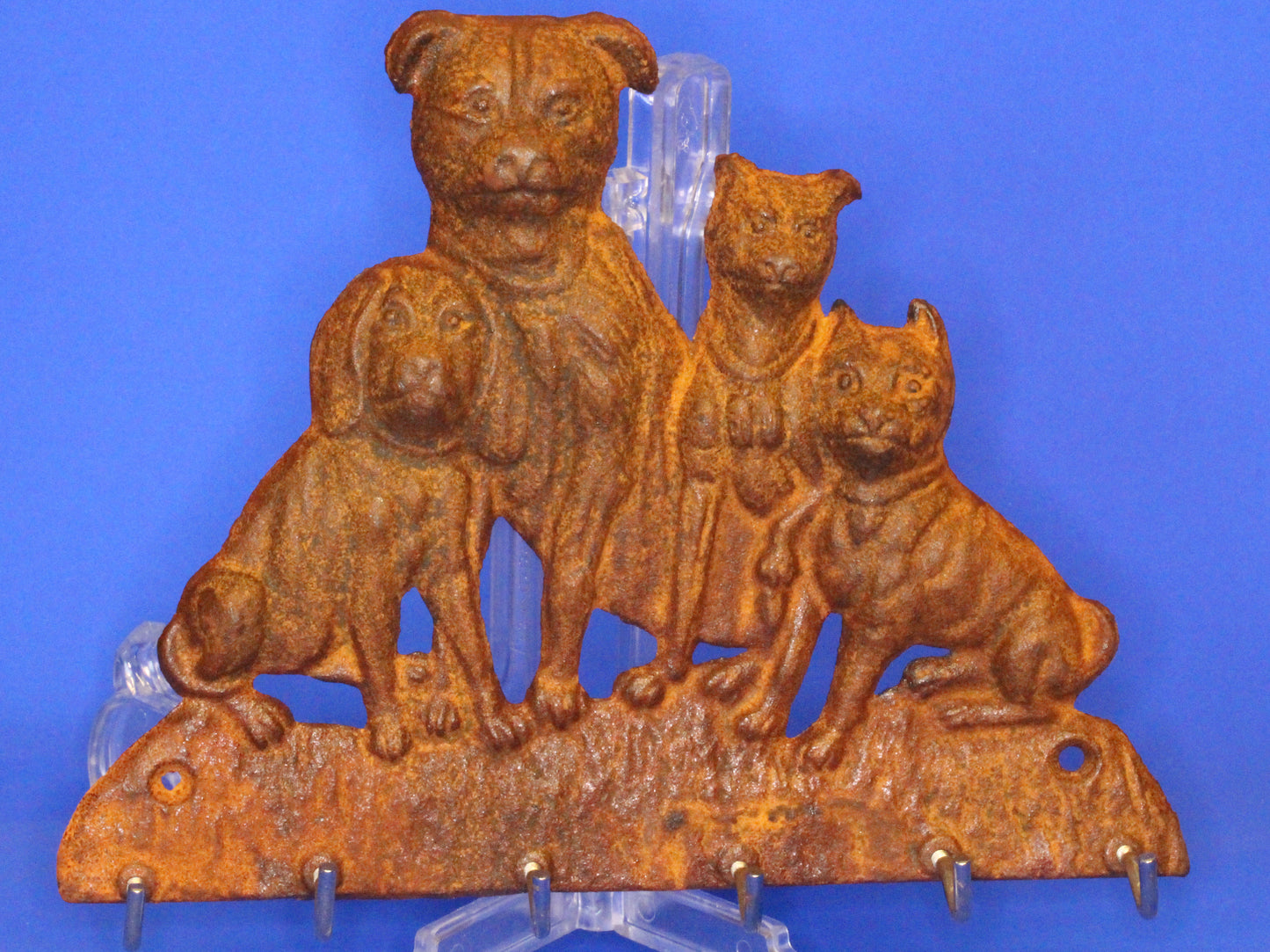 4 dogs key rack -rusty finish 22cm x 18cm [XCR4D]