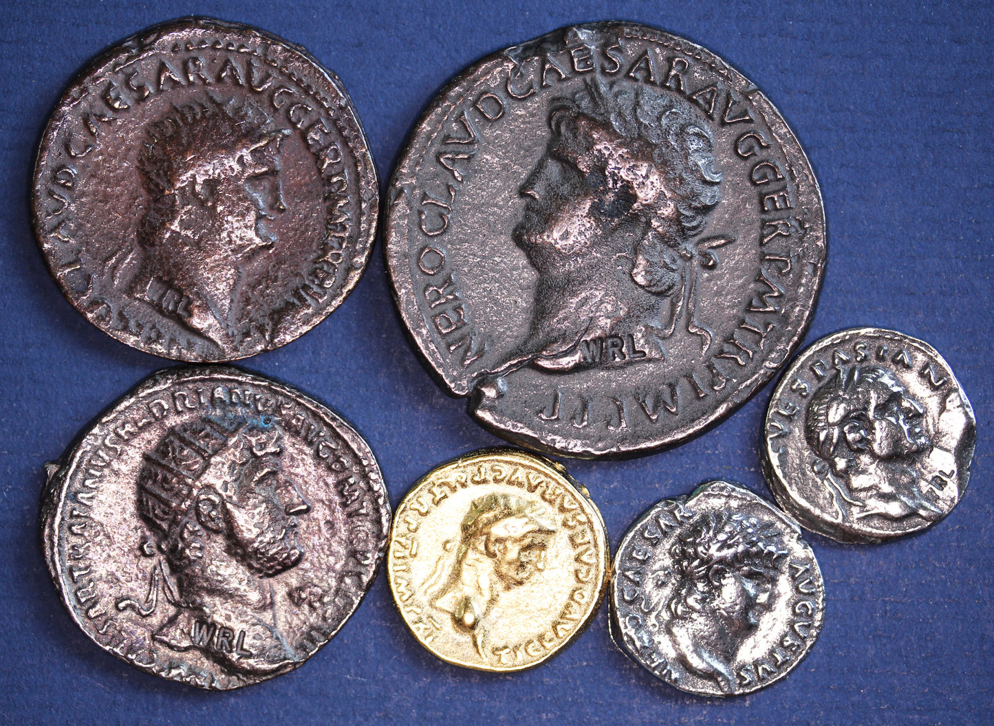 6 REPRODUCTION Roman coins, Sestertius, Dupondius, Aureus, Denarius, Nice group [6MRC]