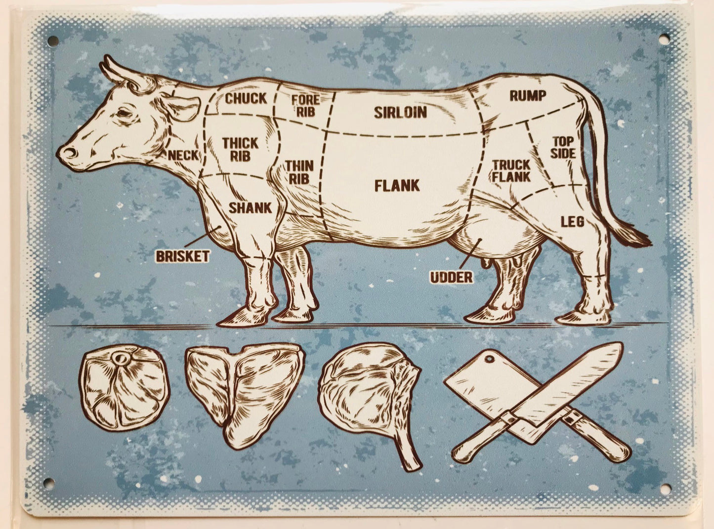 Metal Vintage Style Wall Sign - Butchers Cuts Beef Plaque 8 x 6 inch [BEEF1]