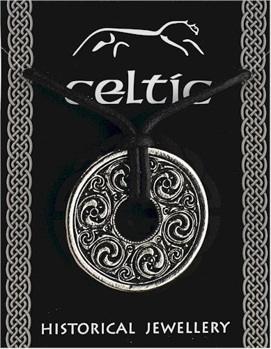 Celtic Interlaced Disc (36mm) Pendant, lead-free pewter with folder [CDPP]