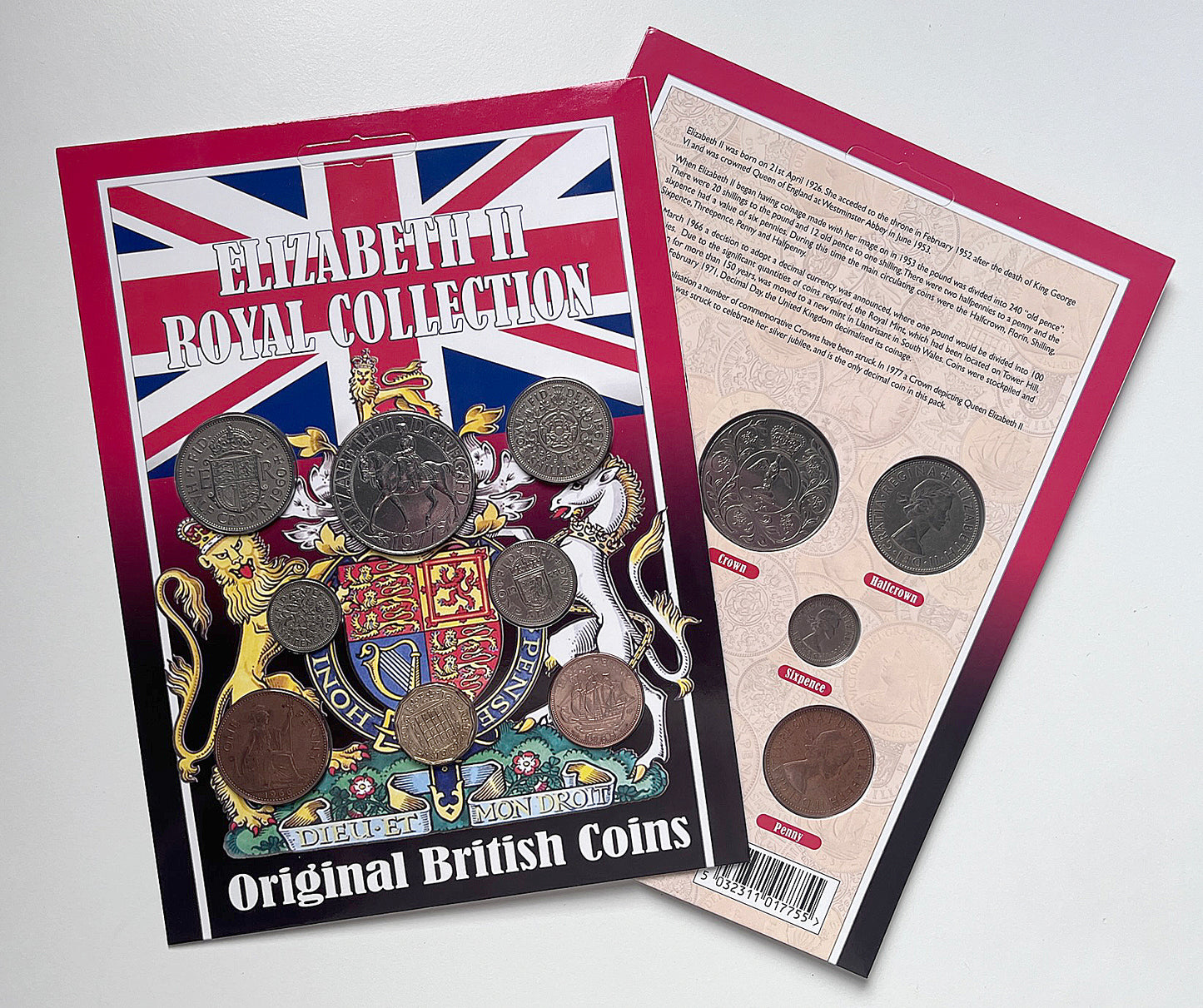 Elizabeth II Coin Collection Pack, Crown, Half Crown, Two Shilling, Shilling, Sixpence, Threepence, penny, Half Penny, 8 coins [E2RCP]