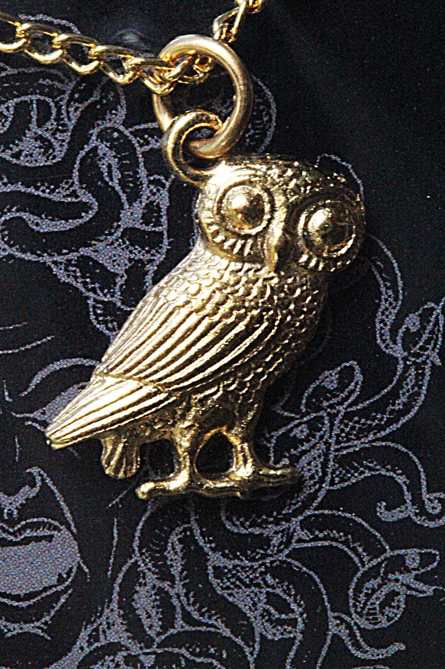 Greek Owl (17mm) Pendant - Gold Plated - with information card [GOPG]