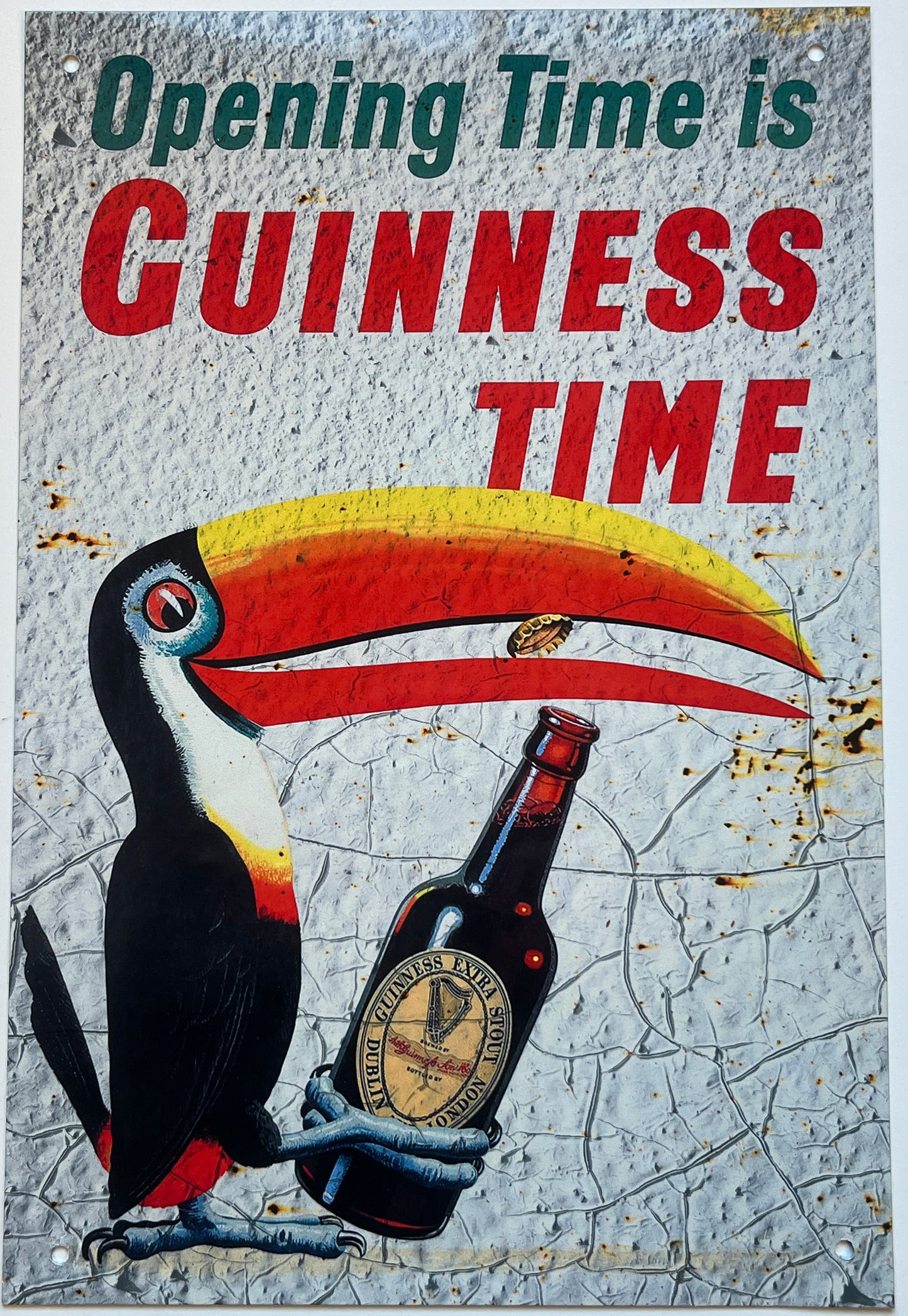 Metal Vintage Style Wall Sign - Guinness Time, Toucan Advertising Sign, Rusty look, 30 x 20cm [GUIN6]