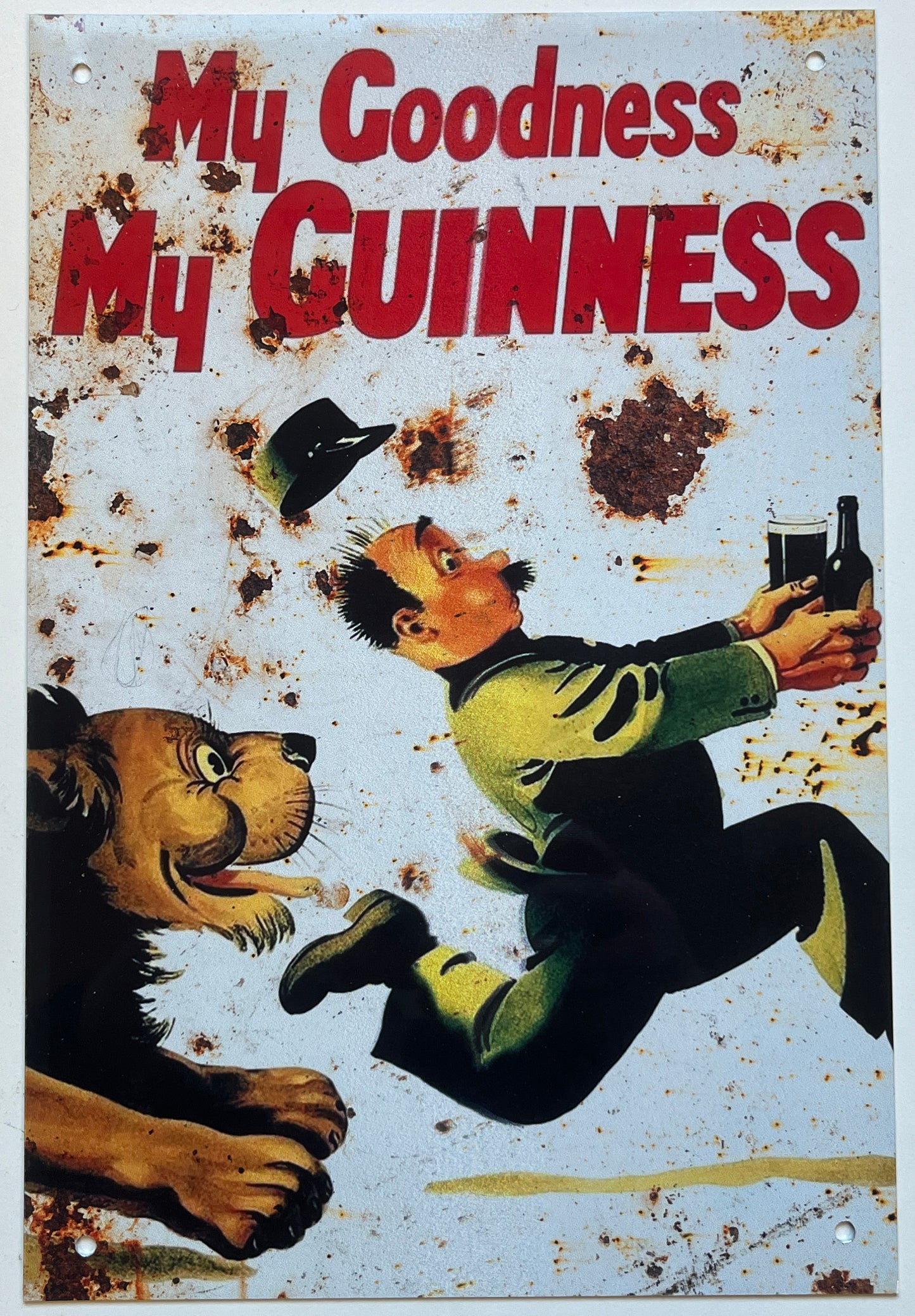 Metal Vintage Style Wall Sign - My Goodness My Guinness, Lion Advertising Sign, Rusty look, 10.5 x 7 inch [GUIN7]