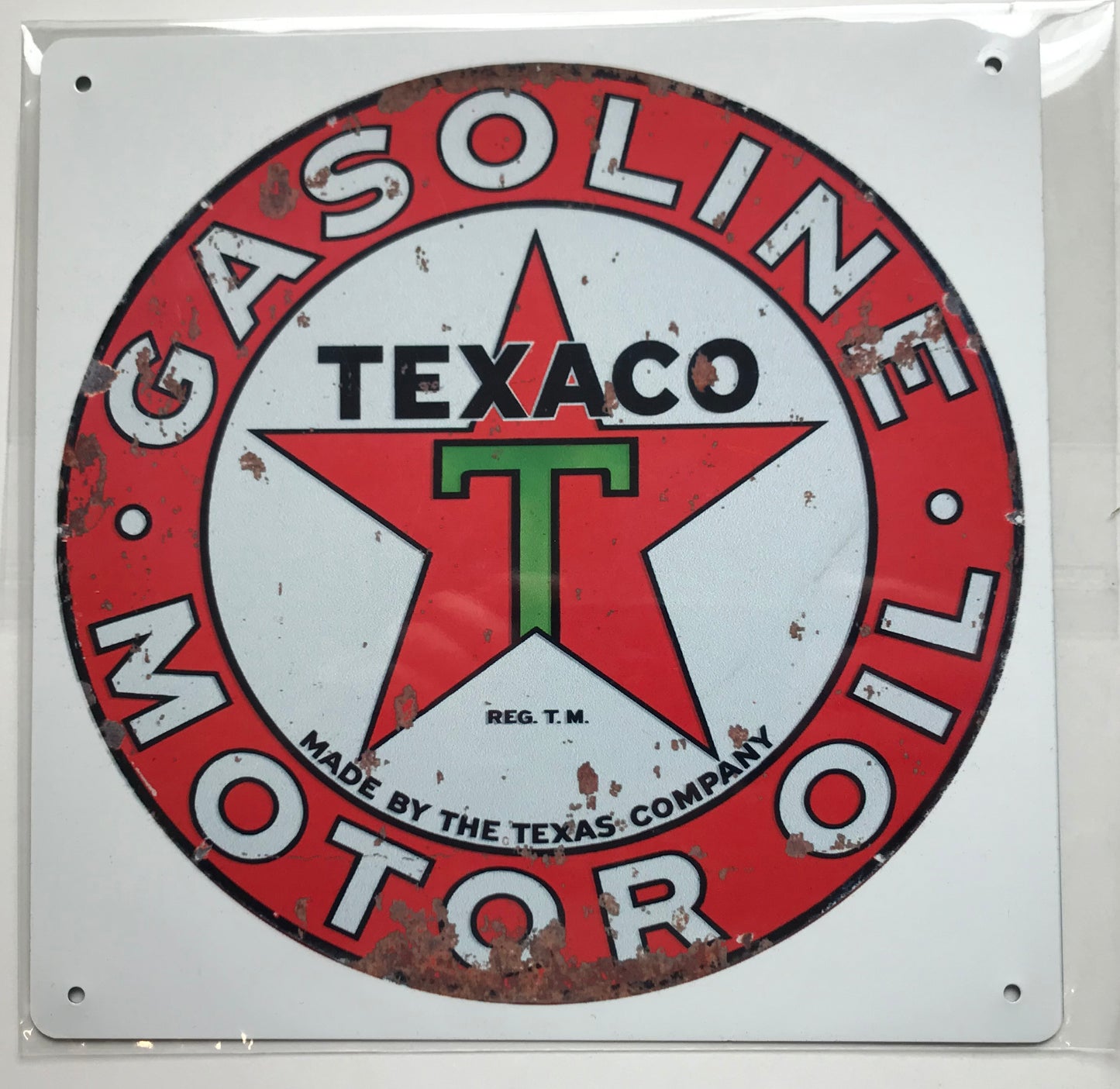 Reproduction Metal Vintage Style Wall Sign - Texaco gasoline motor oil 8x8 inch [TexGas]