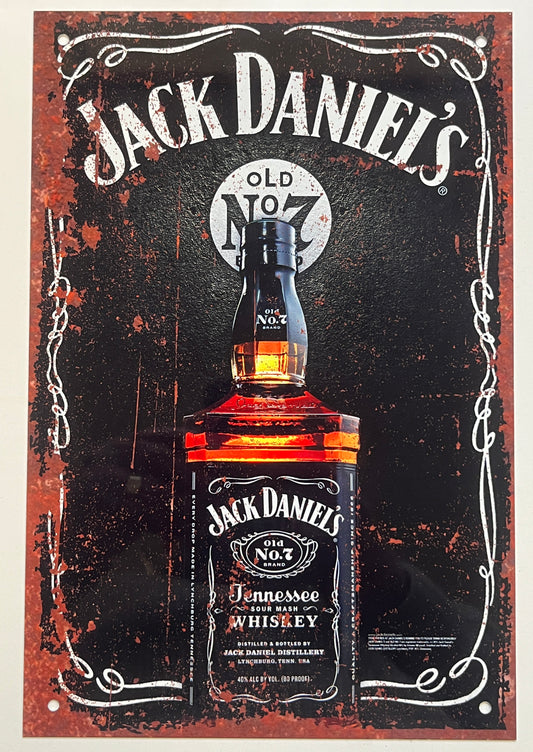 Metal Vintage Style Wall Sign - Jack Daniel's Tennessee Whiskey Advertising Sign, Rusty look, 10.5 x 7 inch [JACKD]