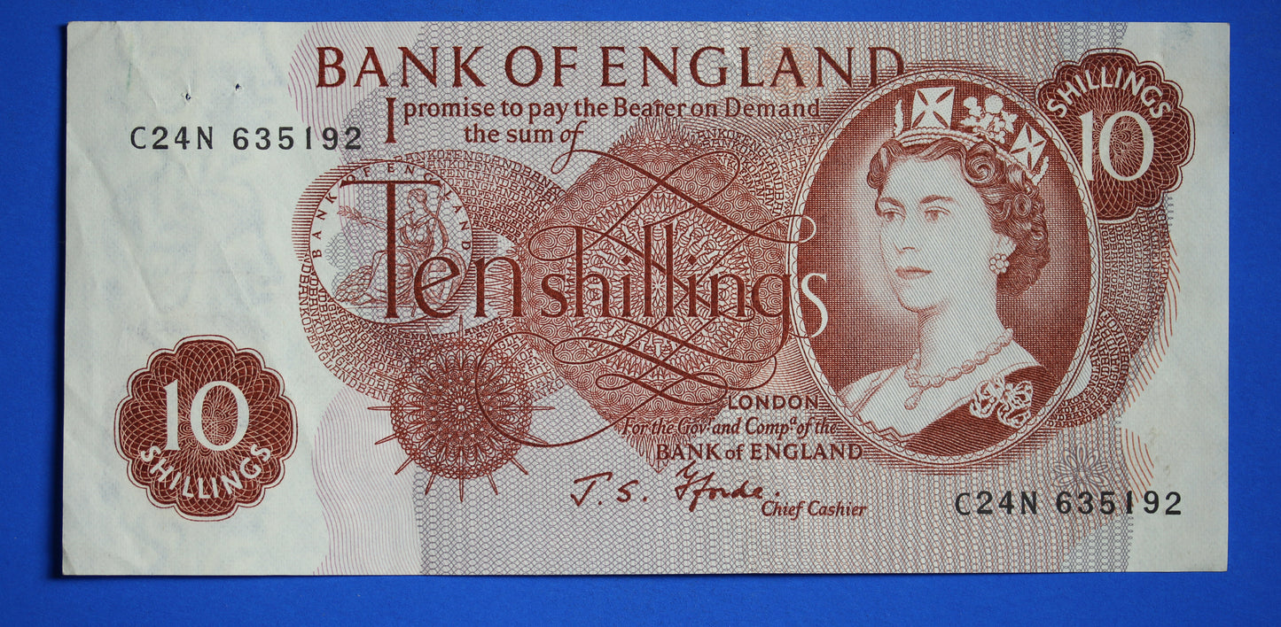 1967 Bank of England, 10 shillings banknote, Fforde Prefix "C24N" [10/23 27817]