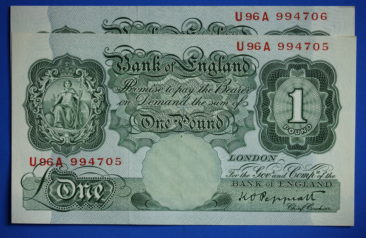 1948 Bank of England One pound £1, Peppiatt "U96A" banknotes CONSECUTIVE [10/23 28090]