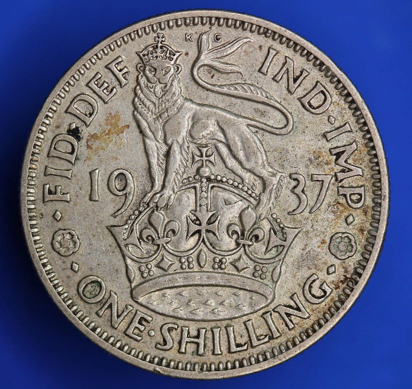 1937 British Coin George VI 50% Silver Shilling 1/- coin  [10/23 28537]