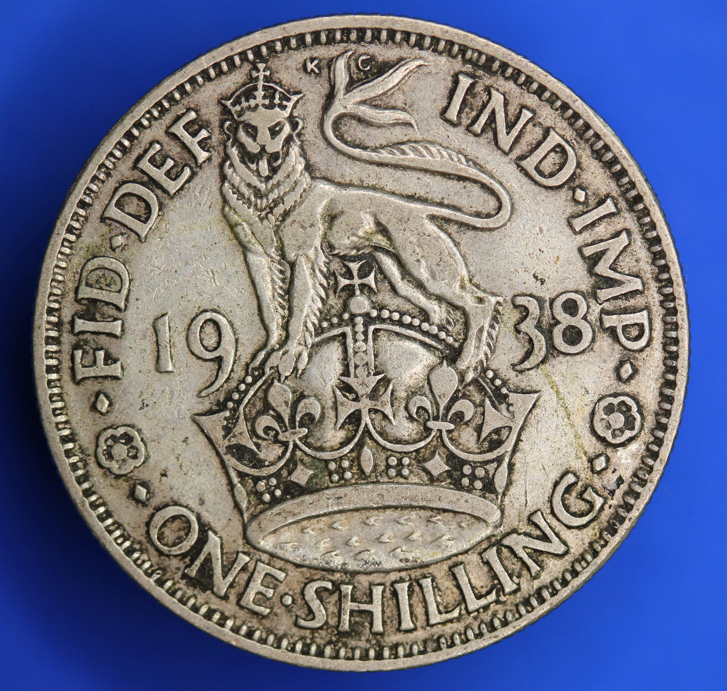 1938 British Coin George VI 50% Silver Shilling 1/- coin, RARE DATE    [10/23 28544]