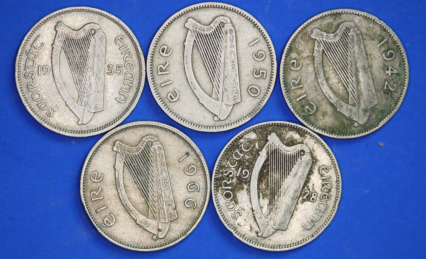 GENUINE 5 Irish Sixpences 6d Ireland EIRE Irish Wolfhound coins, various dates [08/24 30751]