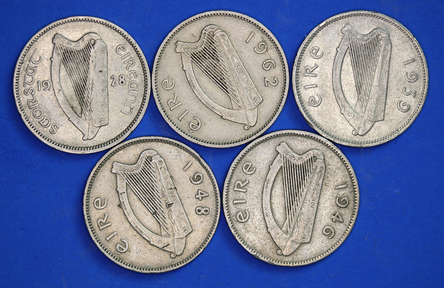 GENUINE 5 Irish Sixpences 6d Ireland EIRE Irish Wolfhound coins, various dates [08/24 30752]