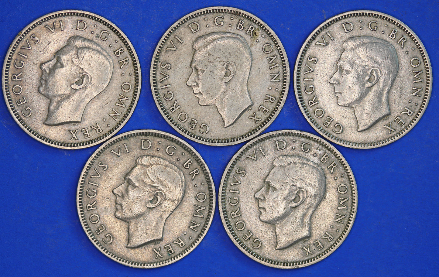 GENUINE British Coins -  Collection George VI English shillings, 1947 to 1951  [10/24 31109]