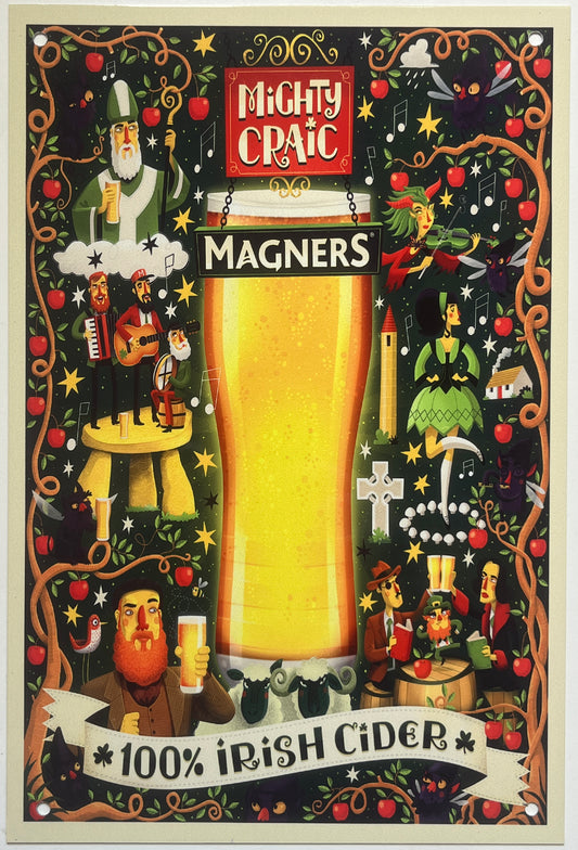 Metal Vintage Style Wall Sign - Magners Irish Cider Advertising Sign, Rusty look, 10.5 x 7 inch [MAGN1]