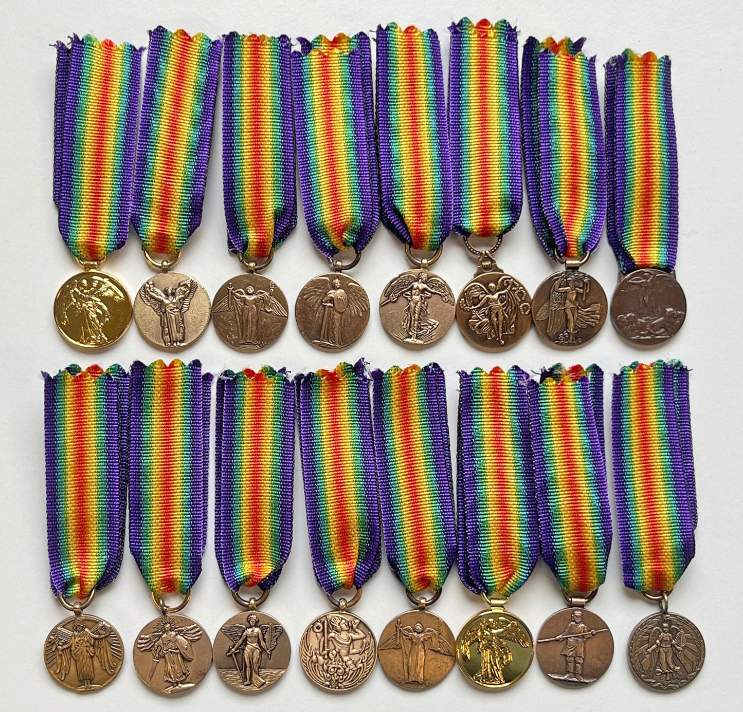 REPRODUCTION WW1 16 Inter-Allied Country Victory Medals MINIATURE [VICx16]