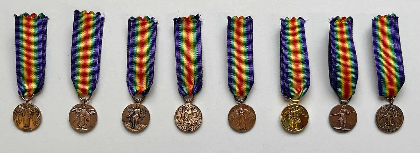 REPRODUCTION WW1 16 Inter-Allied Country Victory Medals MINIATURE [VICx16]