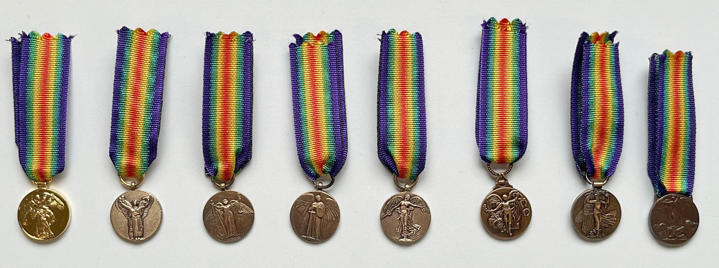 REPRODUCTION WW1 16 Inter-Allied Country Victory Medals MINIATURE [VICx16]