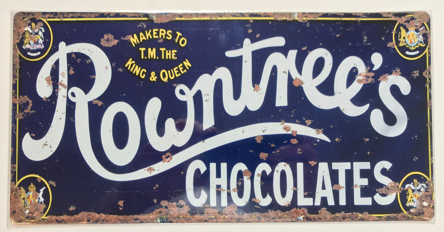 Aluminium Vintage Style Wall Sign - Rowntrees Chocolates Blue 12x6 inch [RTREE]