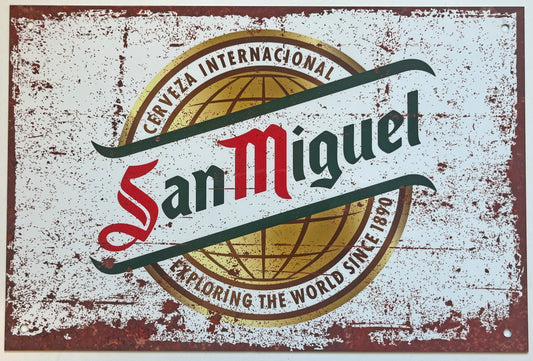 Metal Vintage Style Wall Sign - San Miguel Beer Cerveza Advertising Sign, Rusty look, 10.5 x 7 inch [SANM1]