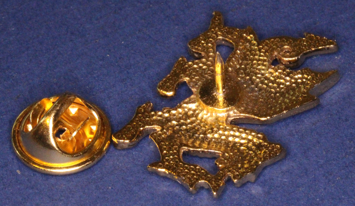 Welsh Dragon Pin Badge - Gold Plated, Wales Cymru *[WDGPIN]