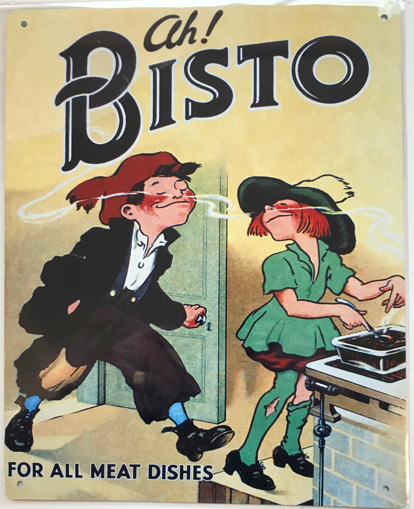 Metal Vintage Style Wall Sign - Ah Bisto For All Meat Dishes 10x8 inch [BIST1]