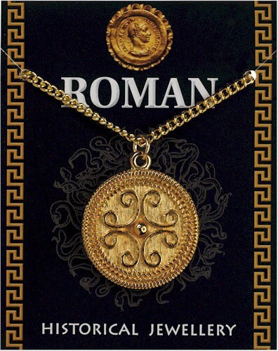 Roman Filigree Scroll Pendant - Gold Plated with information card [RFSPG]