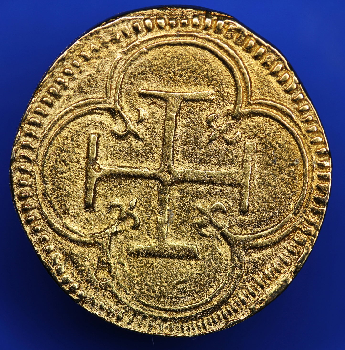 REPRODUCTION, Replica - Gold Doubloon Spanish colonial 2 Escudos 16th C (22mm) coin [DCOIN]