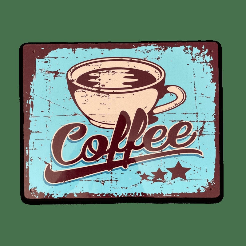 Metal Aluminium Vintage Style Wall Sign - Coffee sign 10x8 inch [COFF1]