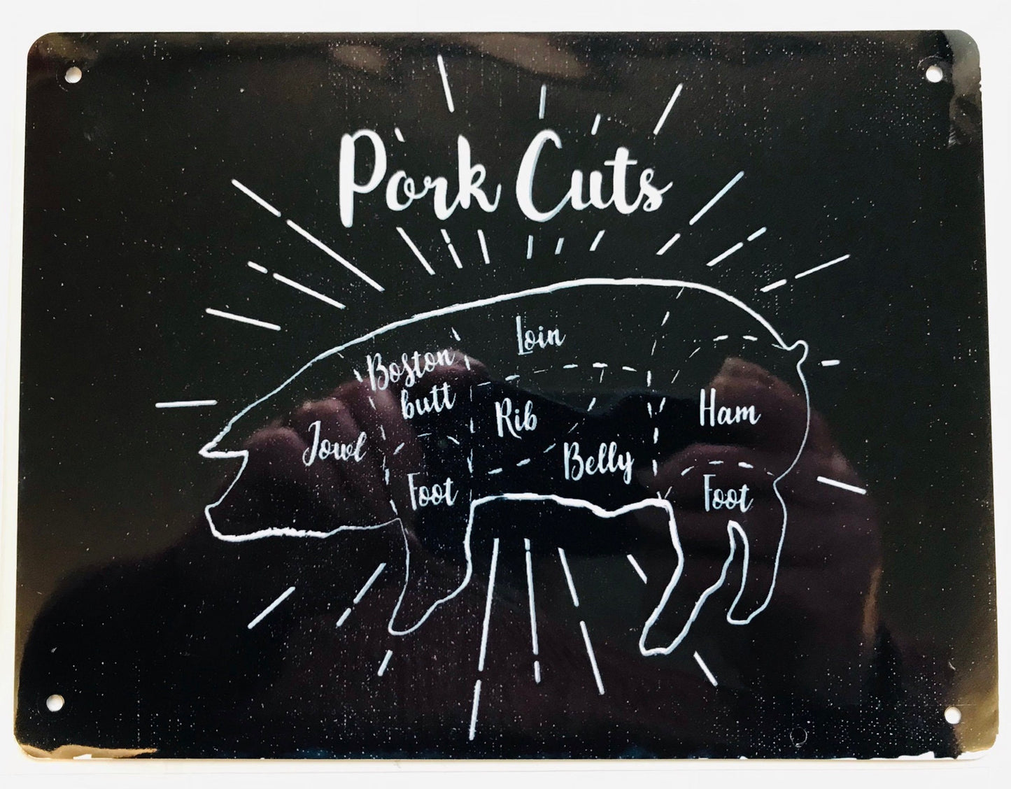 Metal Vintage Style Wall Sign - Butchers Cuts Pork Plaque 8x6 inch [PORK1]