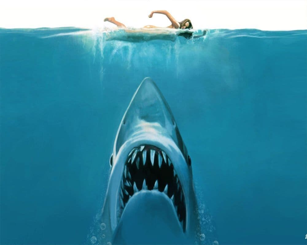 Metal Vintage Style Wall Sign - Jaws Iconic Poster 10x8 inch [JAWS]