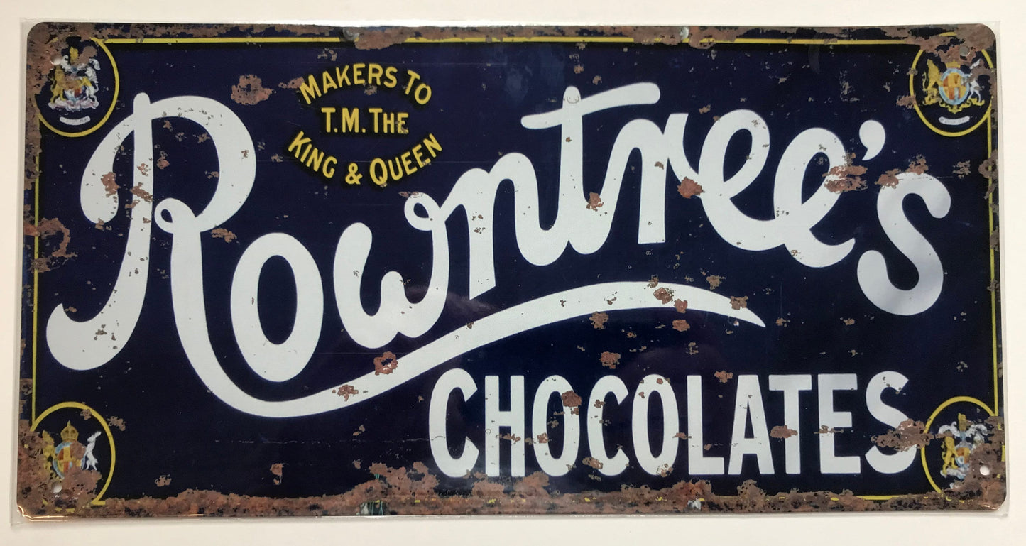 Aluminium Vintage Style Wall Sign - Rowntrees Chocolates Blue 12x6 inch [RTREE]