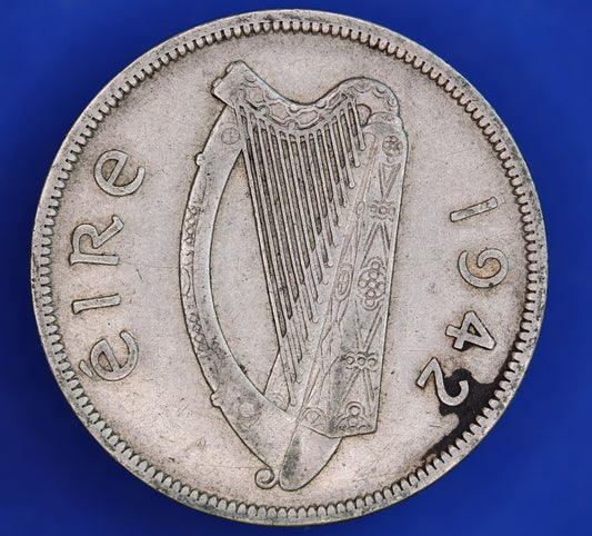 GENUINE 1942 Irish Half Crown 2/6 Ireland EIRE coin, 75% silver [R05/24 26972]