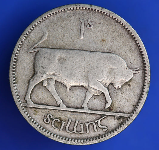 GENUINE 1933 Irish shilling Ireland EIRE coin, 75% silver [R05/24 26988]