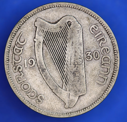 GENUINE 1930 Irish Half Crown 2/6 Ireland EIRE coin, 75% silver [R05/24 26974]