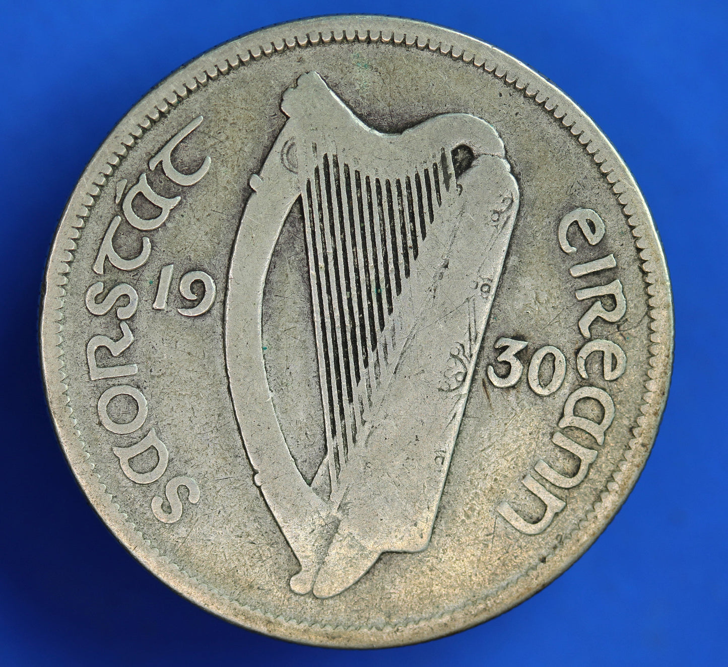 GENUINE 1930 Irish Half Crown 2/6 Ireland EIRE coin, 75% silver, Irish Hunter [R08/24 27508]