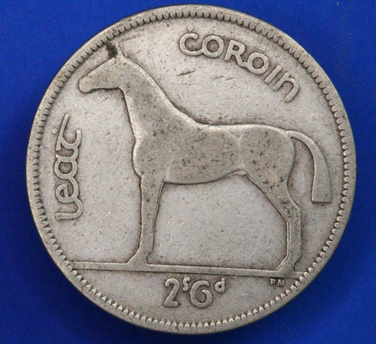 GENUINE 1941 Irish Half Crown 2/6 Ireland EIRE coin, 75% silver, Irish Hunter [R09/24 28330]
