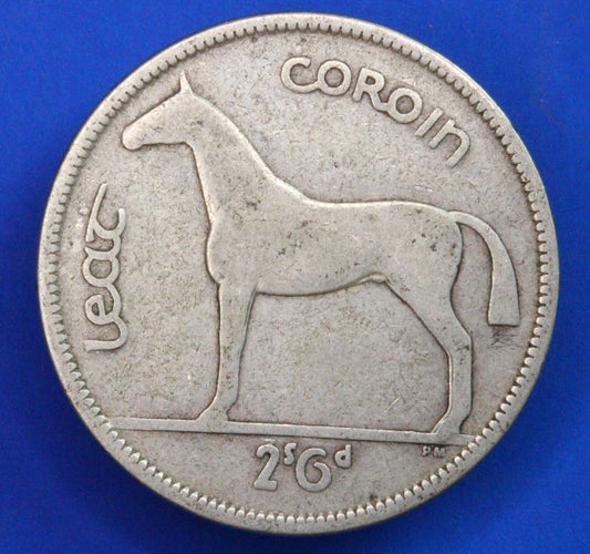 GENUINE 1940 Irish Half Crown 2/6 Ireland EIRE coin, 75% silver, Irish Hunter [R09/24 28332]
