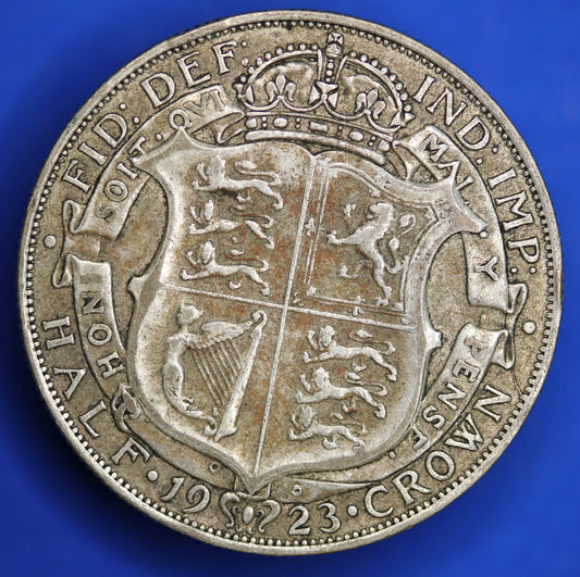 GENUINE British Coin -  1923 George V half crown, 50% silver coin  [R11/24 28773]