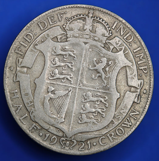 GENUINE British Coin -  1921 George V half crown, 50% silver coin  [R01/25 29219]
