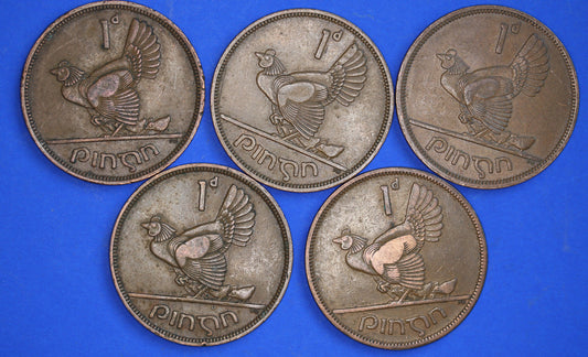 GENUINE Collection Irish Penny 1d EIRE Ireland coins, different dates [R01/25 29259]