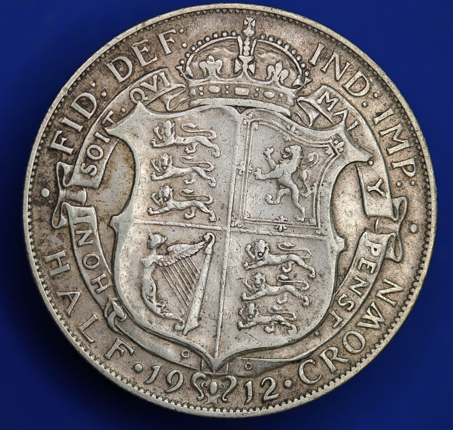 GENUINE British Coin -  1912 George V half crown, 92.5% silver coin  [R01/25 29202]
