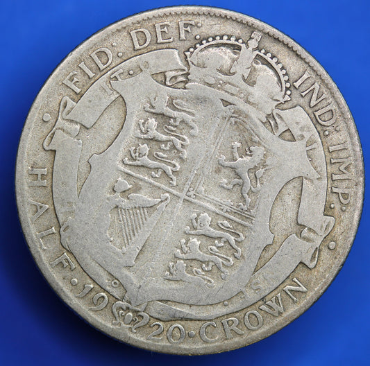 GENUINE British Coin -  1920 George V half crown, 50% silver coin  [R01/25 29226]