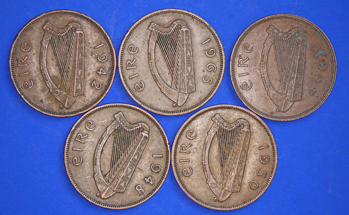 GENUINE Collection Irish Penny 1d EIRE Ireland coins, different dates [R01/25 29259]