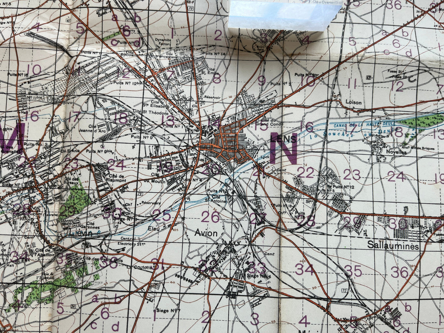 British Army Militaria World War 1 WW1 - WW1 1918 map of France - Lens map 44A   [R02/25 29615]