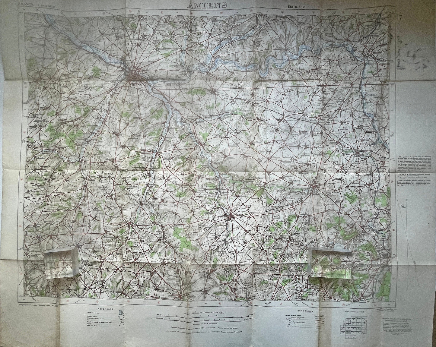 British Army Militaria World War 1 WW1 - WW1 1915 map of France - Amiens map 17   [R02/25 29612]