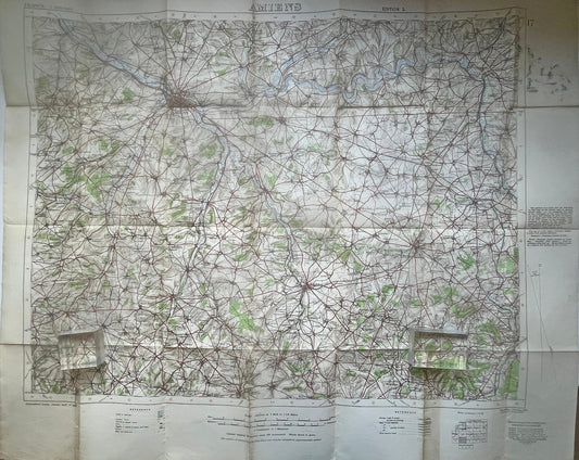 British Army Militaria World War 1 WW1 - WW1 1915 map of France - Amiens map 17   [R02/25 29612]