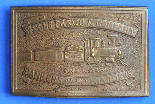 Vintage brass buckle, Wells Fargo Bankers & Forwarders, for 1.5 inch belt  [R04/25 29888]