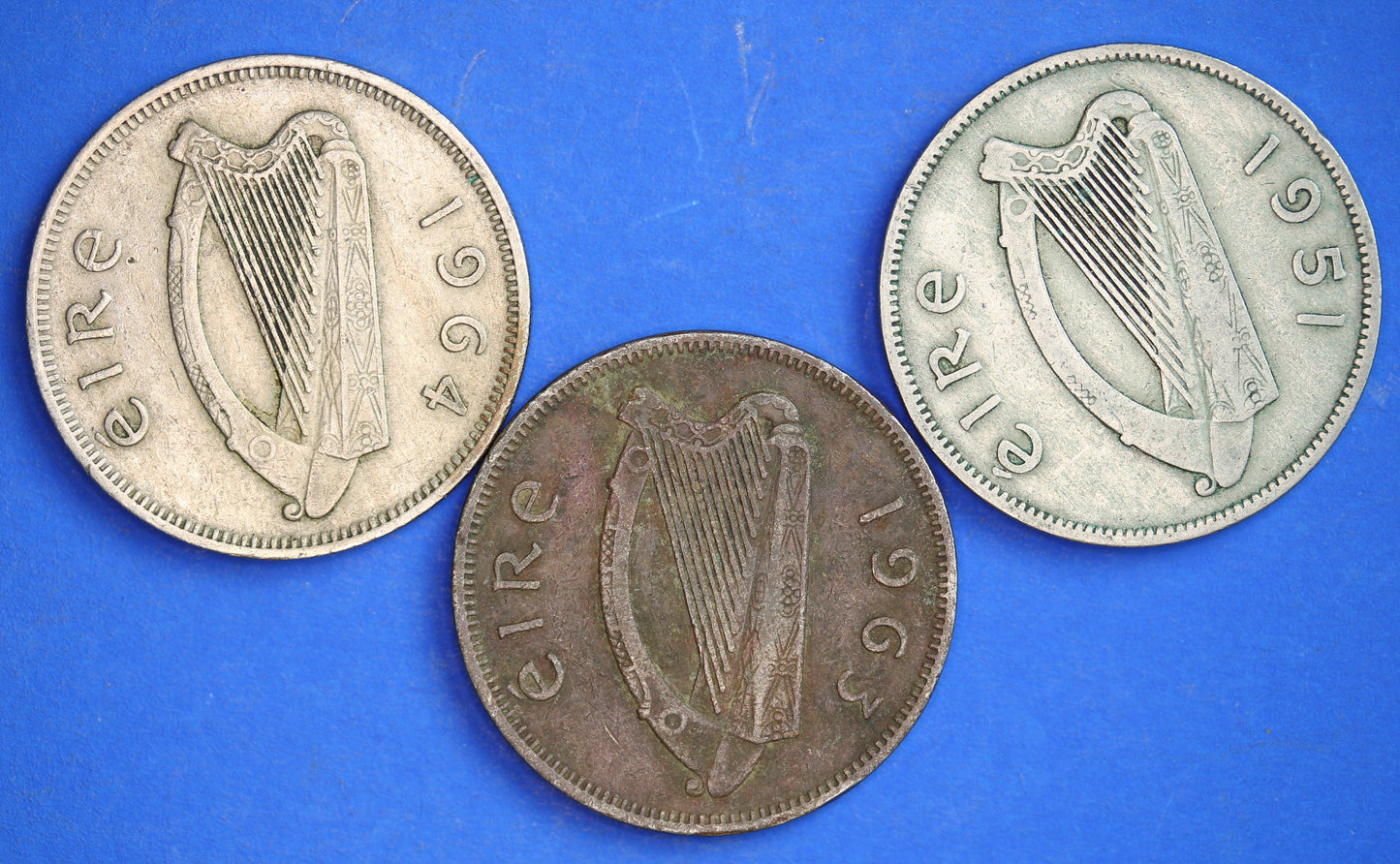 GENUINE 3 Irish florins /two shillings Ireland EIRE coins, Salmon, various dates [R04/25 29904]