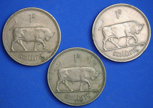GENUINE Irish shillings Ireland EIRE coins, Various Dates, Bull Coins [R04/25 29918]