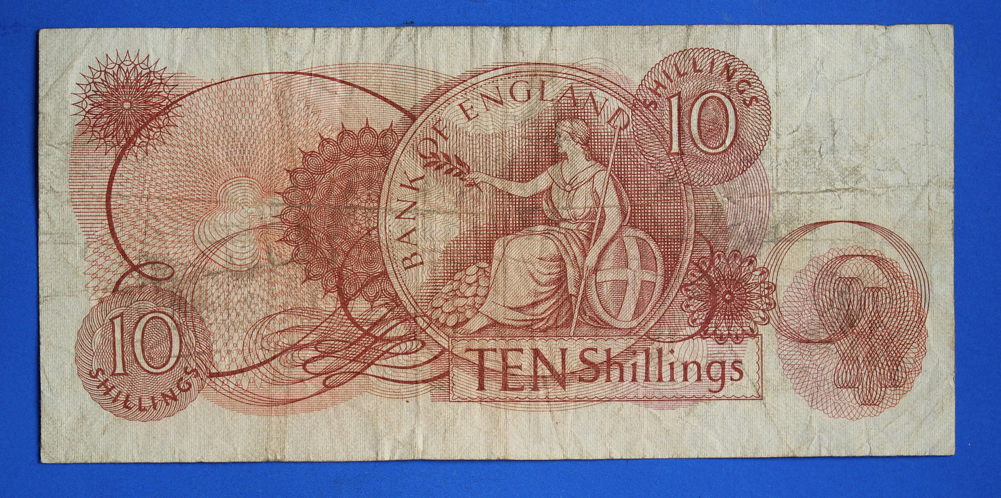 1967 Bank of England  10 shillings Fforde Prefix "C59N" banknote, Elizabeth II            [R04/25 29992]